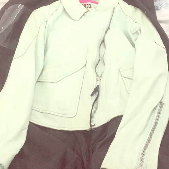 Mint Green Diesel jacket 100% Sheep Leather